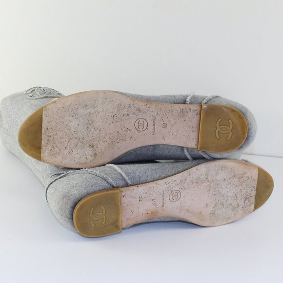 Chanel Grey Cotton Casual Flat Boots (EU 40 / 9.5 US) - Picture 10 of 15